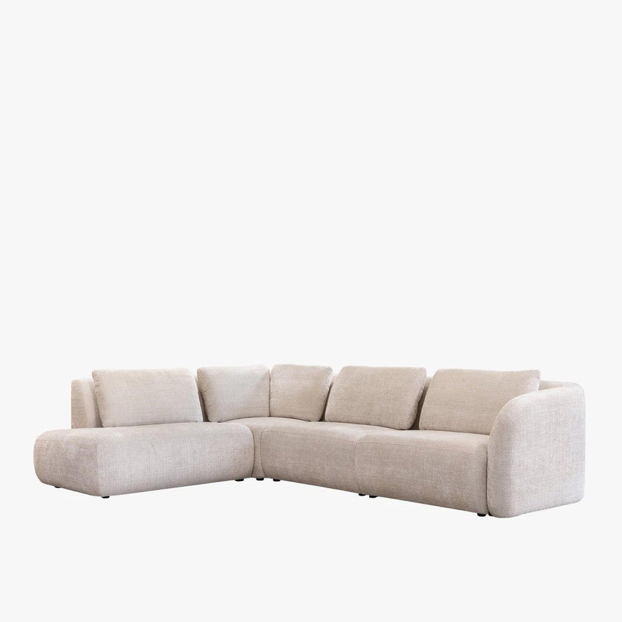 MERYA Canapé d'angle modulable en tissu beige - Angle gauche — aperçu vidéo
