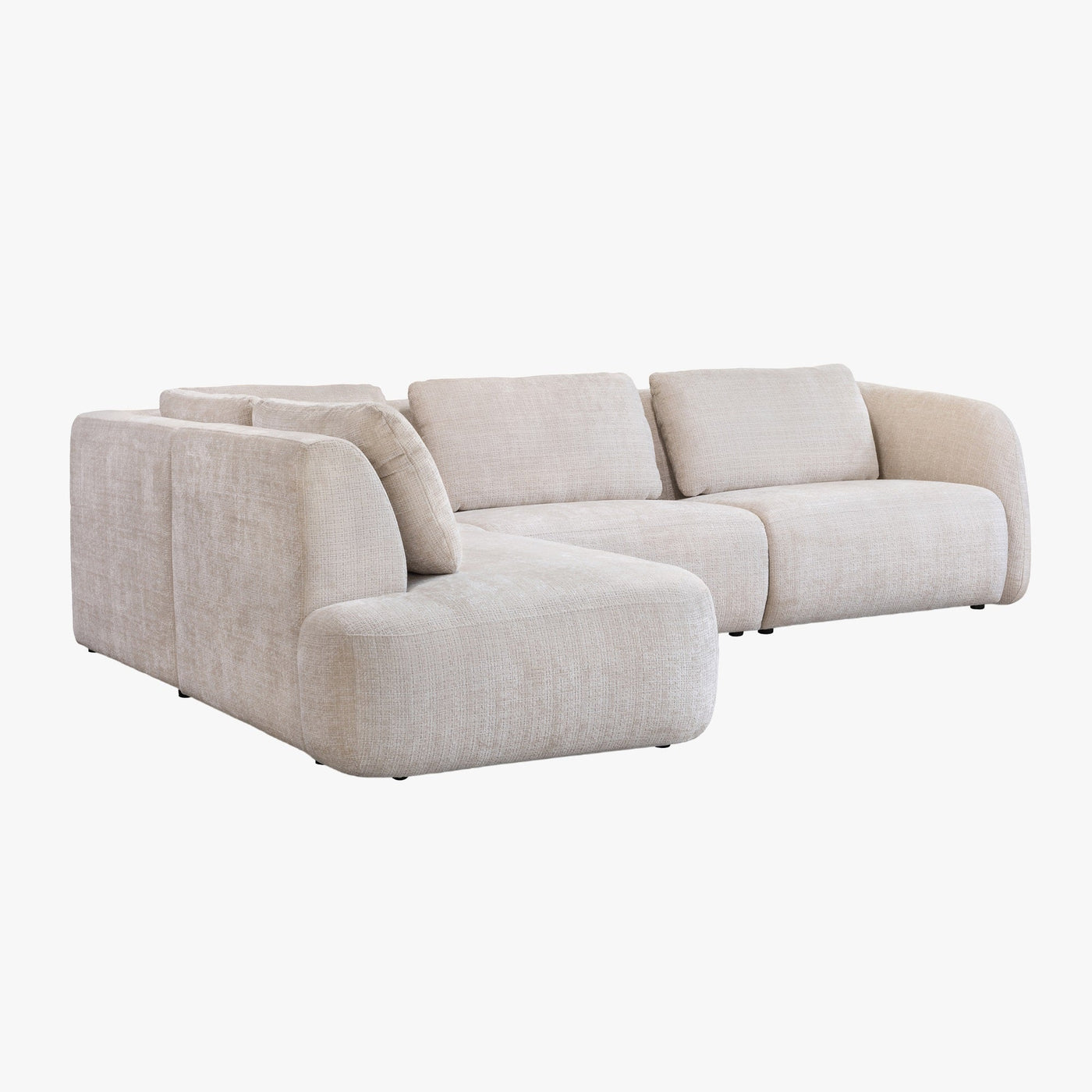 MERYA Canapé d'angle modulable en tissu beige - Angle gauche - Canapés d'angle - Mobilier Deco