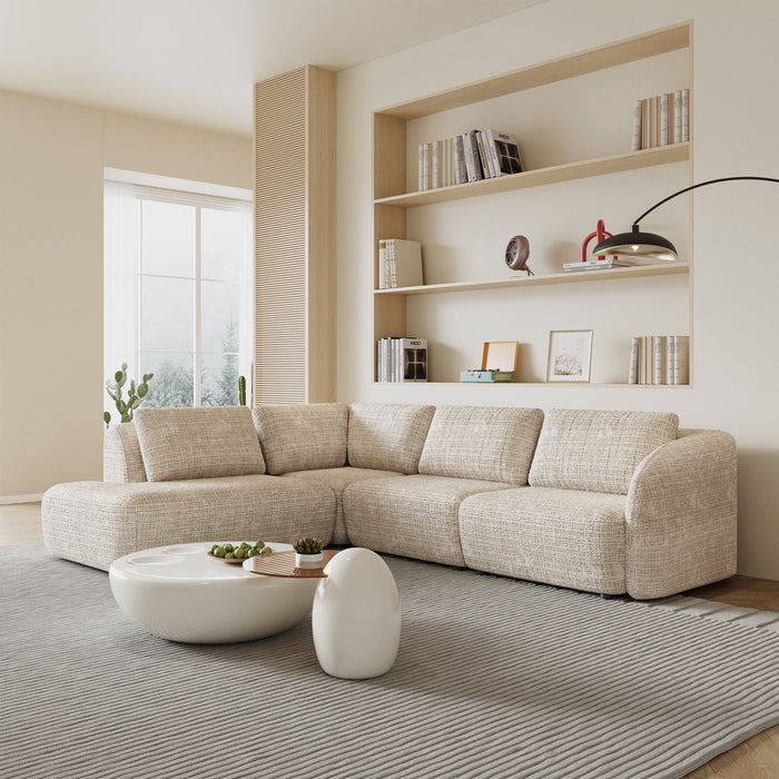 MERYA Canapé d'angle modulable en tissu beige - Angle gauche
