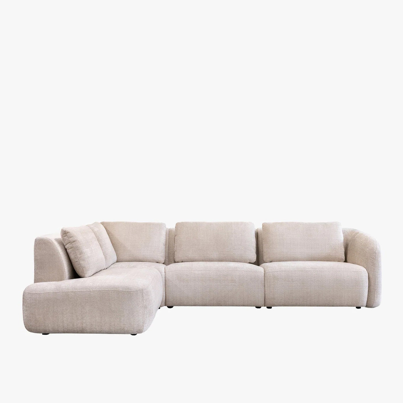 MERYA Canapé d'angle modulable en tissu beige - Angle gauche - Canapés d'angle - Mobilier Deco