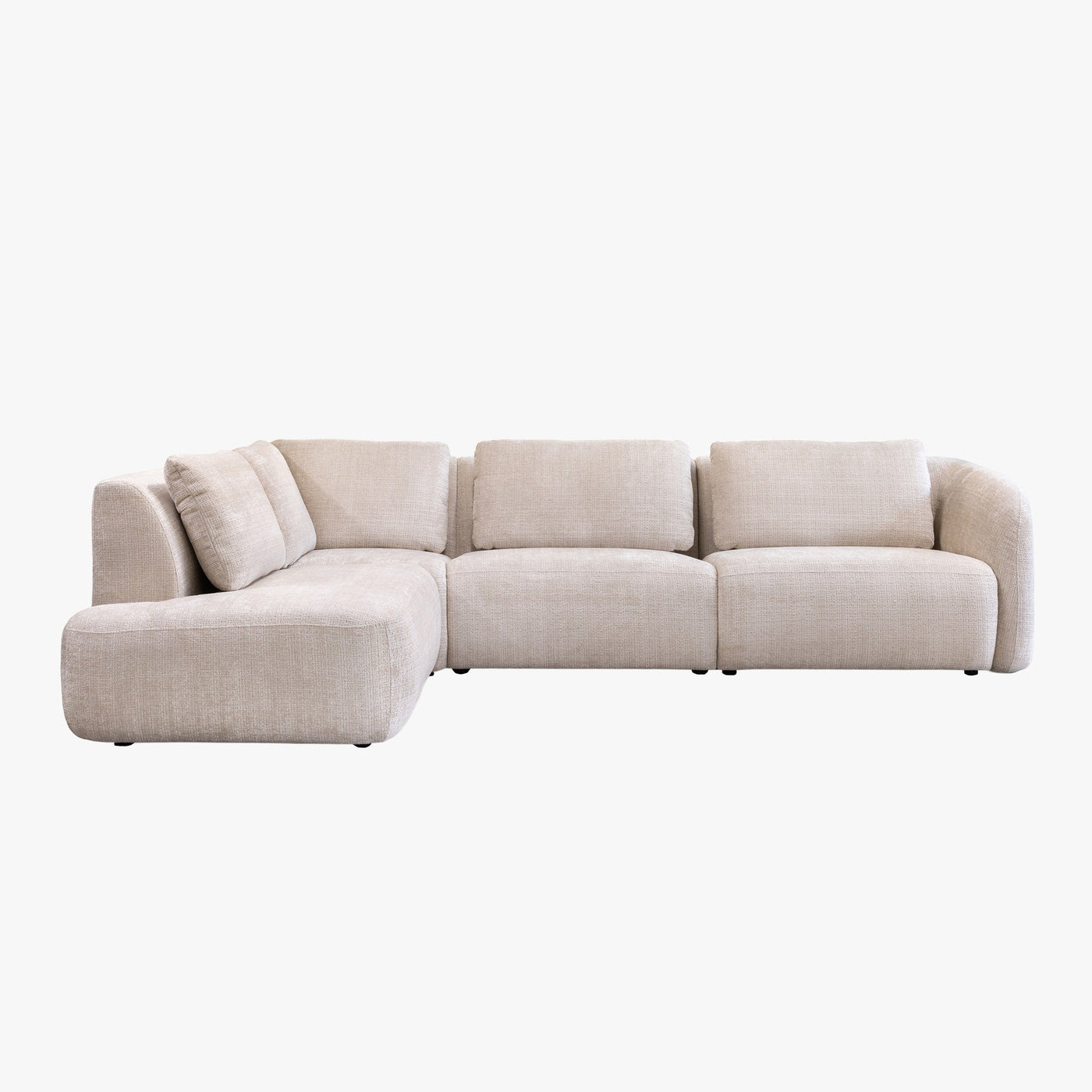 MERYA Canapé d'angle modulable en tissu beige - Angle gauche - Canapés d'angle - Mobilier Deco