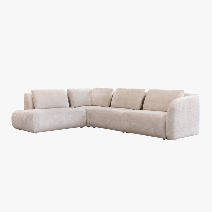 MERYA Canapé d'angle modulable en tissu beige - Angle gauche