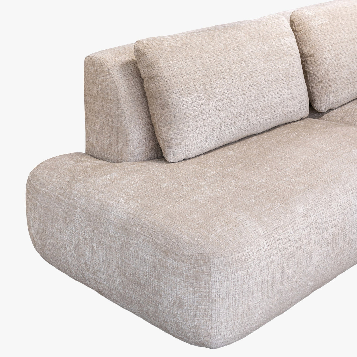 MERYA Canapé d'angle modulable en tissu beige - Angle gauche - Canapés d'angle - Mobilier Deco