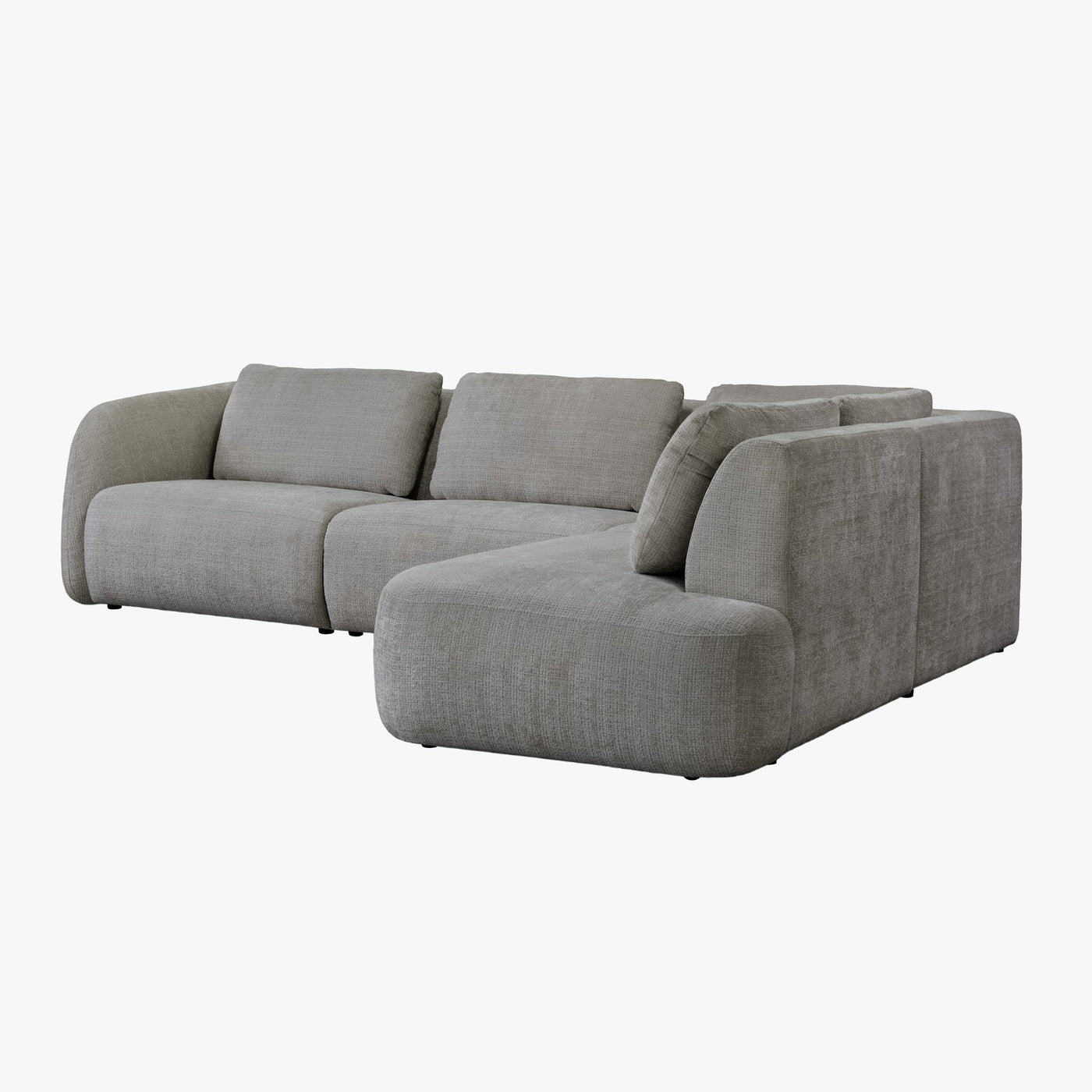 MERYA Canapé d'angle modulable en tissu gris - Angle droit - Canapés d'angle - Mobilier Deco