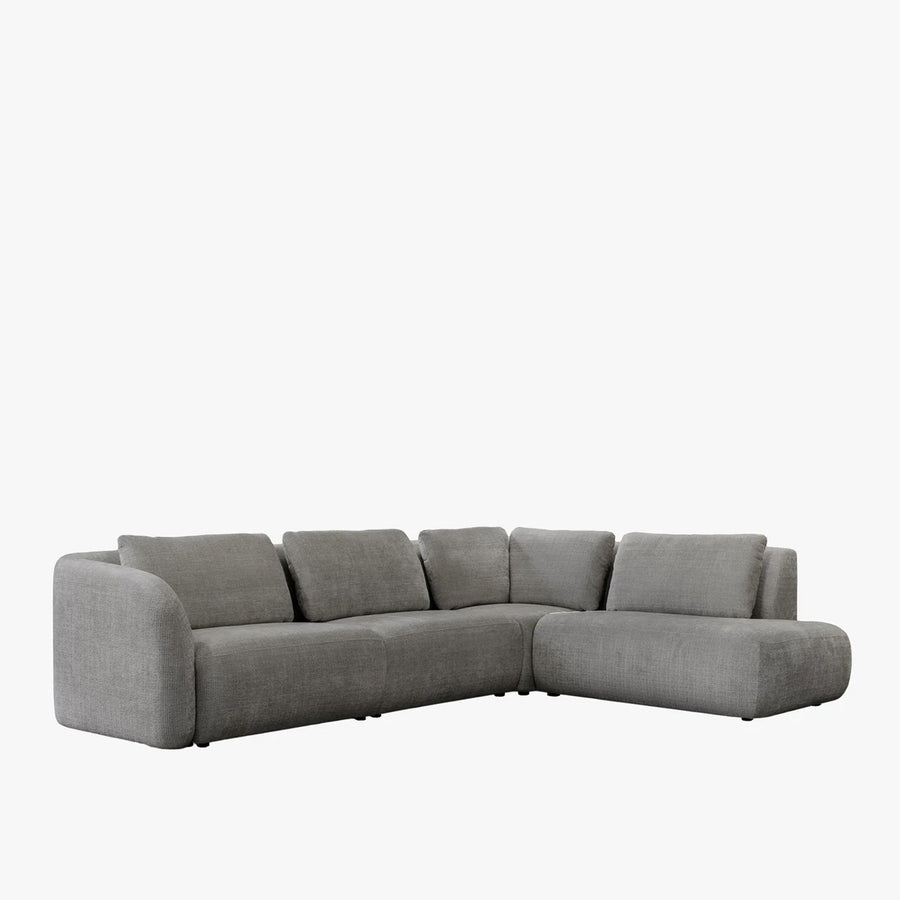 MERYA Canapé d'angle modulable en tissu gris - Angle droit — aperçu vidéo