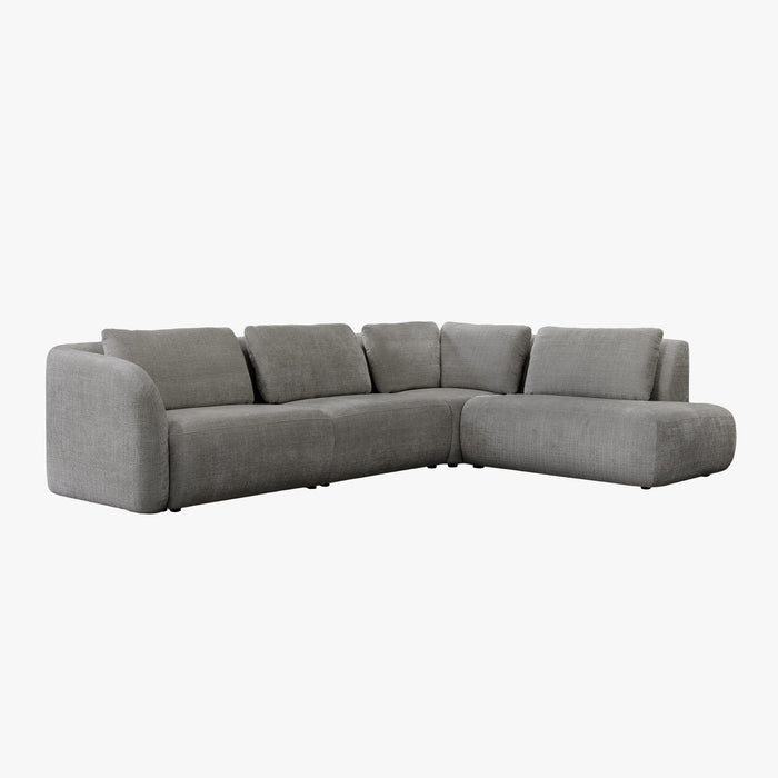 MERYA Canapé d'angle modulable en tissu gris - Angle droit