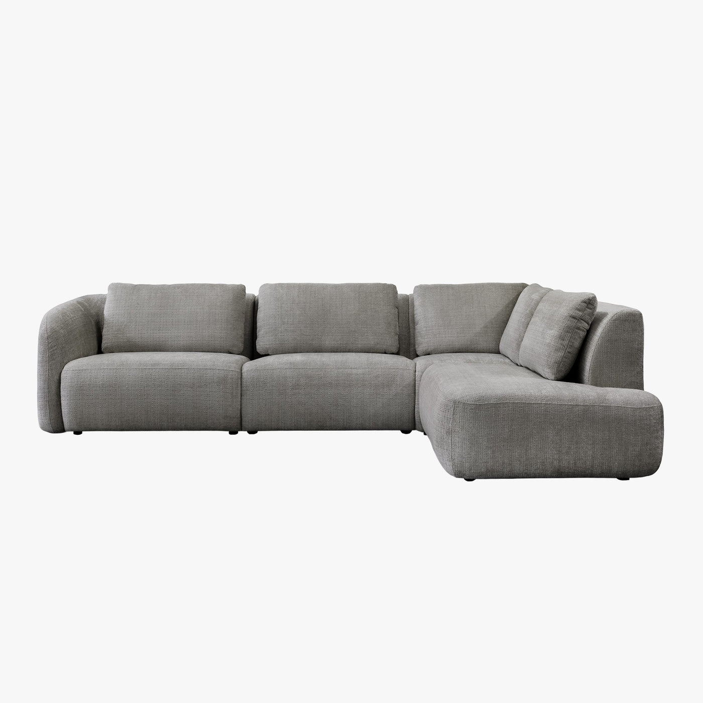MERYA Canapé d'angle modulable en tissu gris - Angle droit - Canapés d'angle - Mobilier Deco