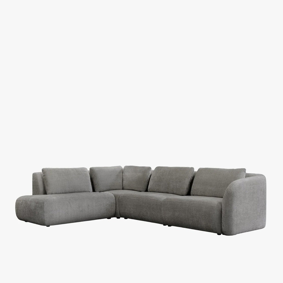 MERYA Canapé d'angle modulable en tissu gris - Angle gauche — aperçu vidéo