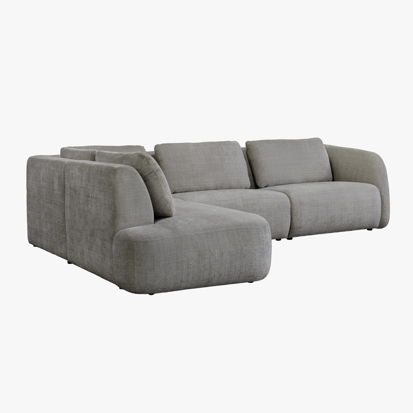 MERYA Canapé d'angle modulable en tissu gris - Angle gauche - Canapés d'angle - Mobilier Deco