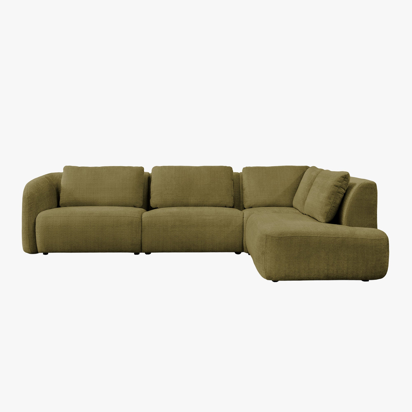 MERYA Canapé d'angle modulable en tissu vert olive - Angle droit - Canapés d'angle - Mobilier Deco