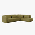 MERYA Canapé d'angle modulable en tissu vert olive - Angle droit