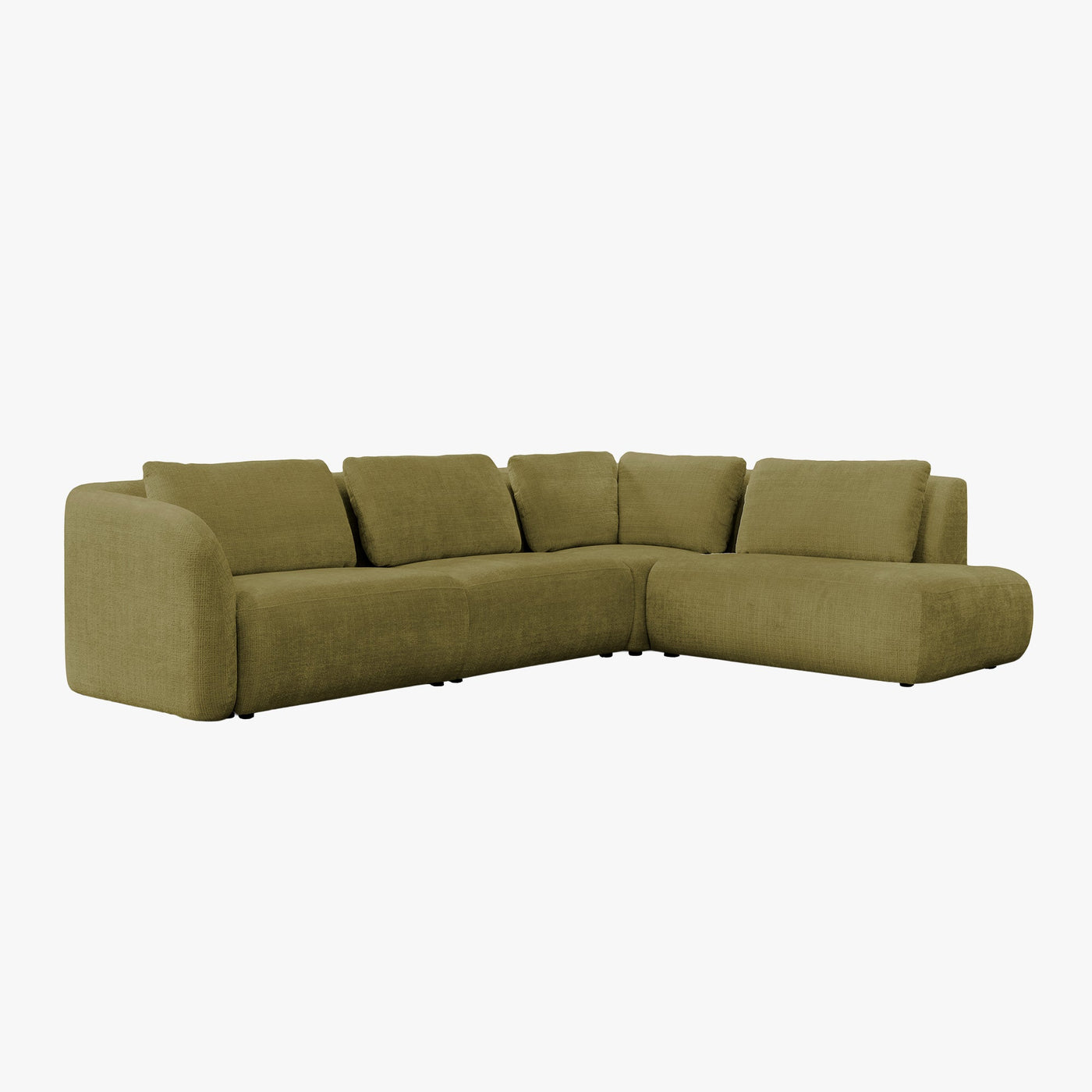 MERYA Canapé d'angle modulable en tissu vert olive - Angle droit - Canapés d'angle - Mobilier Deco
