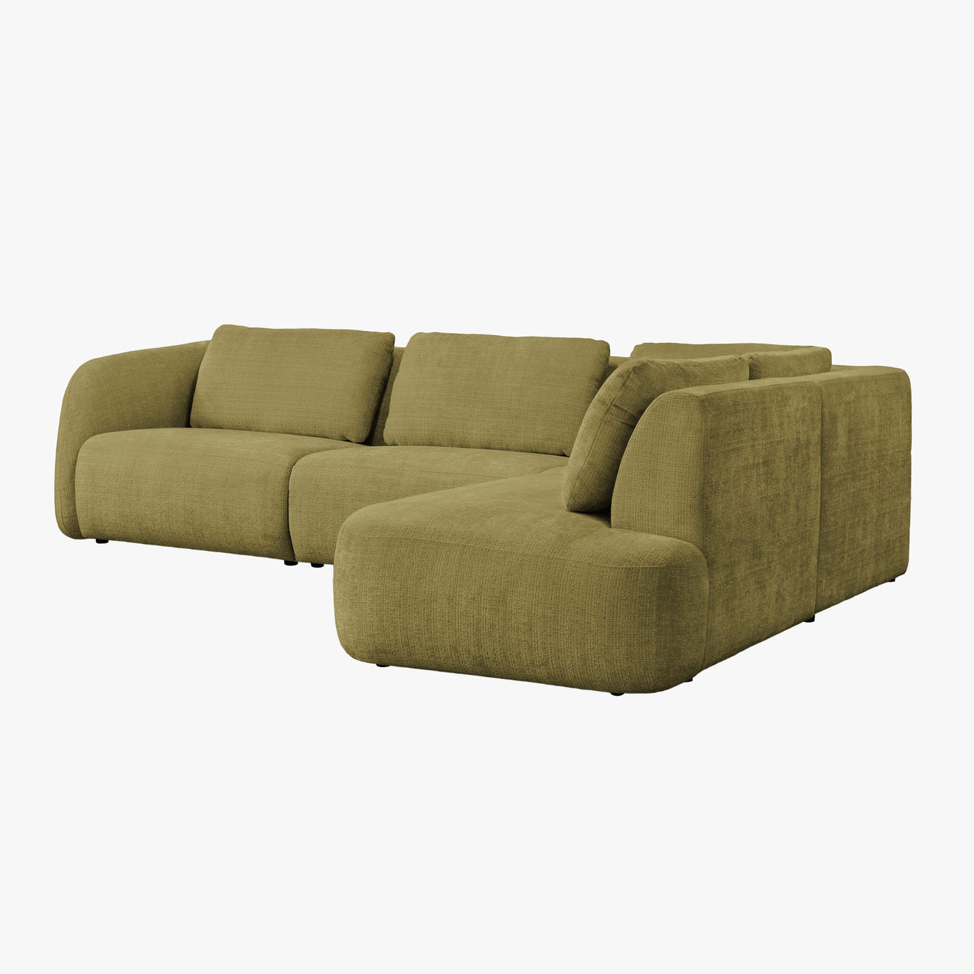 MERYA Canapé d'angle modulable en tissu vert olive - Angle droit - Canapés d'angle - Mobilier Deco