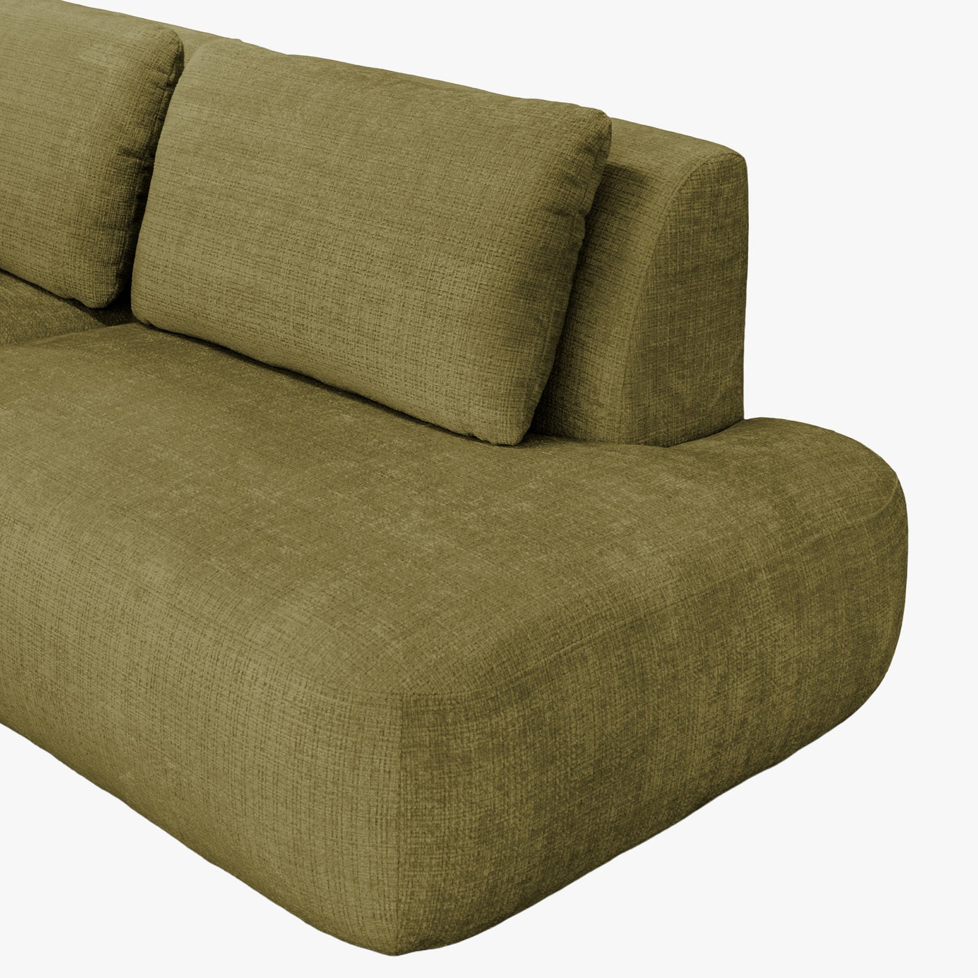 MERYA Canapé d'angle modulable en tissu vert olive - Angle droit - Canapés d'angle - Mobilier Deco