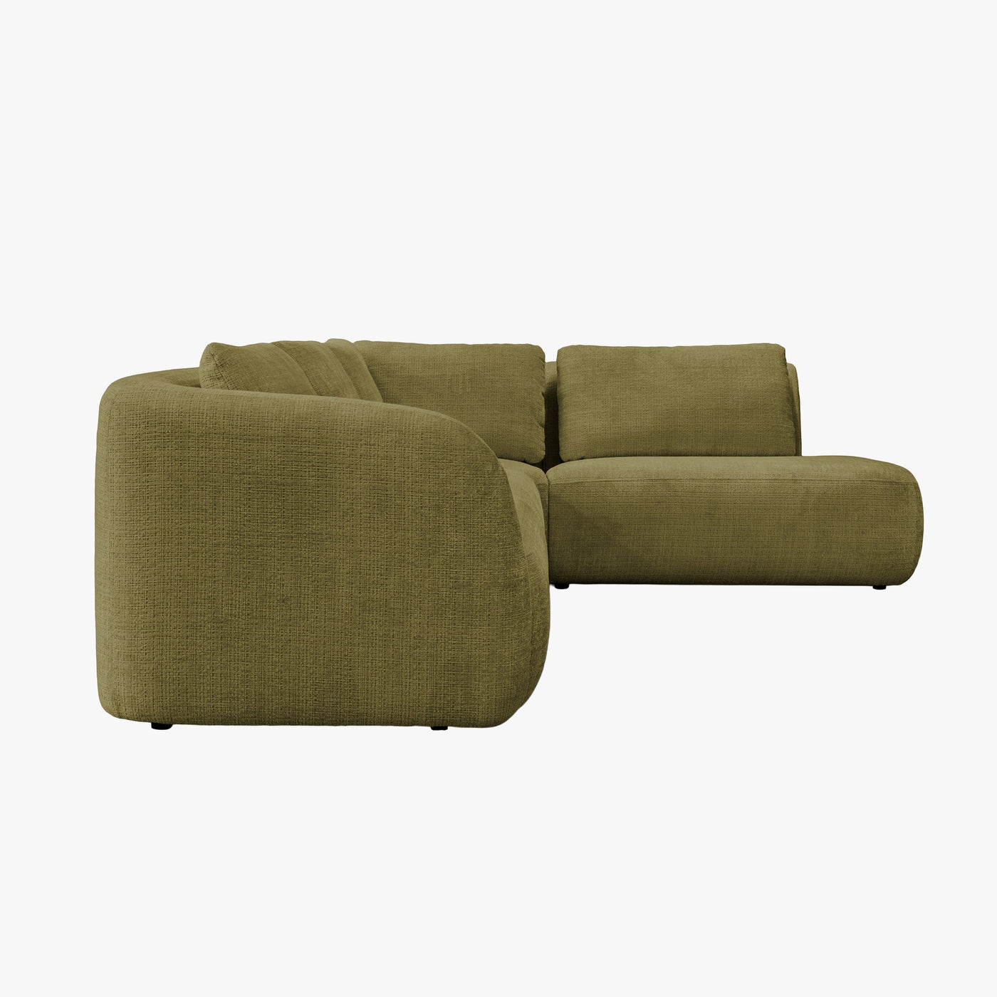 MERYA Canapé d'angle modulable en tissu vert olive - Angle droit - Canapés d'angle - Mobilier Deco