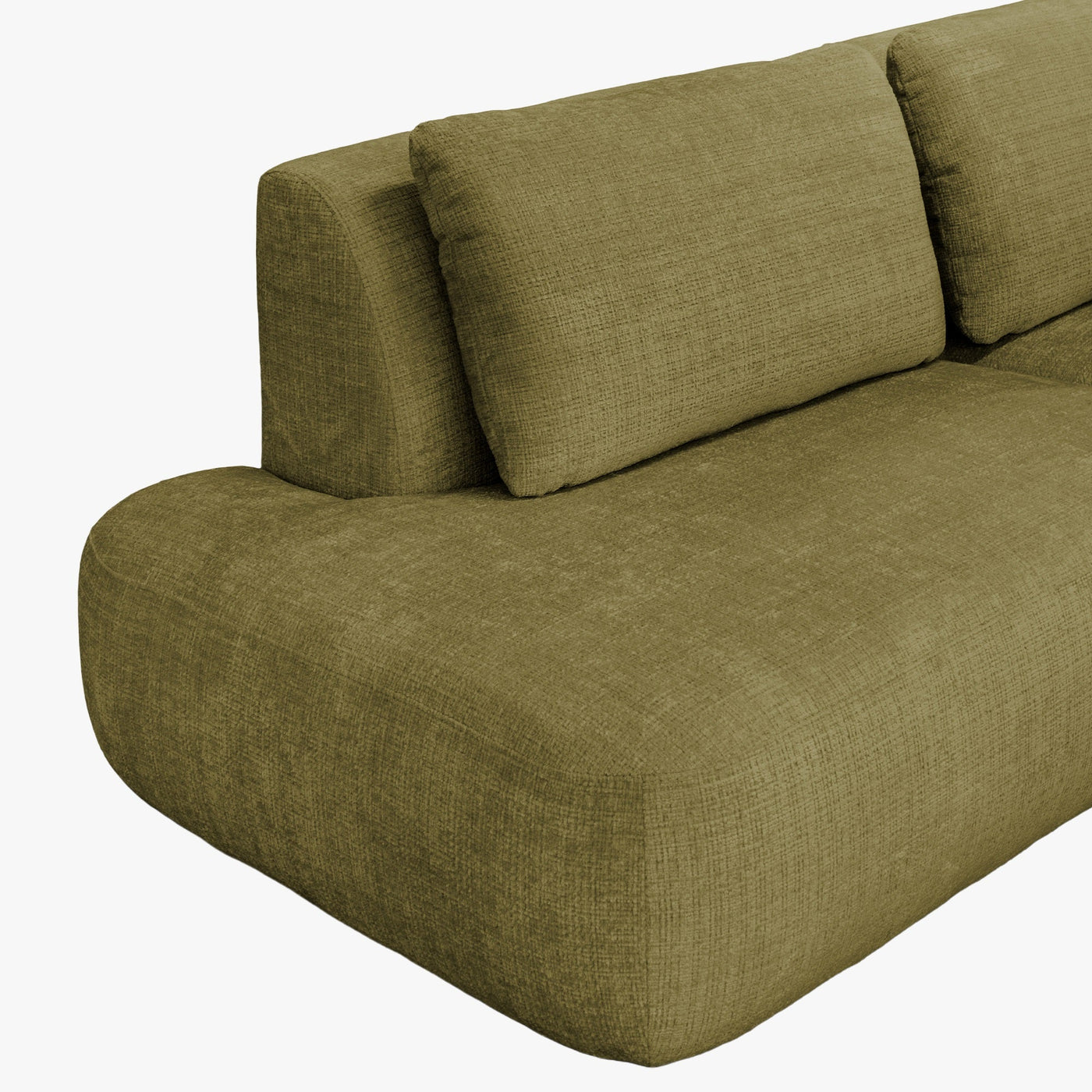 MERYA Canapé d'angle modulable en tissu vert olive - Angle gauche - Canapés d'angle - Mobilier Deco