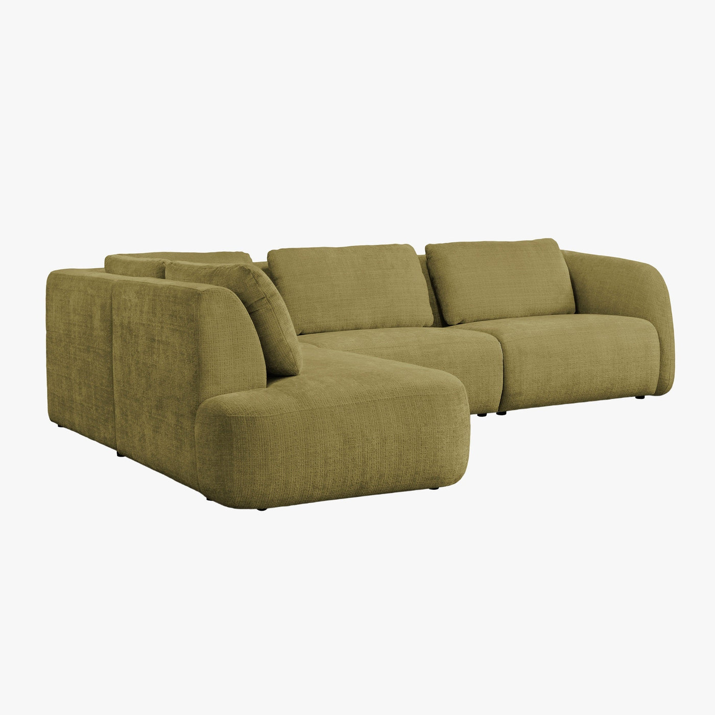 MERYA Canapé d'angle modulable en tissu vert olive - Angle gauche - Canapés d'angle - Mobilier Deco