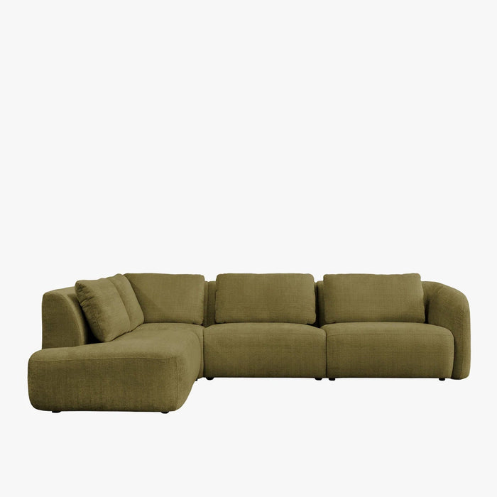 MERYA Canapé d'angle modulable en tissu vert olive - Angle gauche