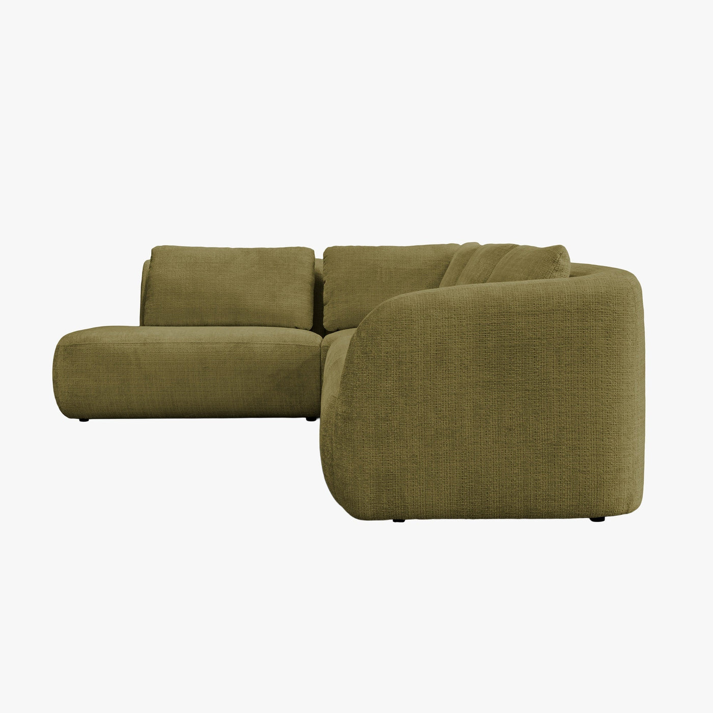 MERYA Canapé d'angle modulable en tissu vert olive - Angle gauche - Canapés d'angle - Mobilier Deco