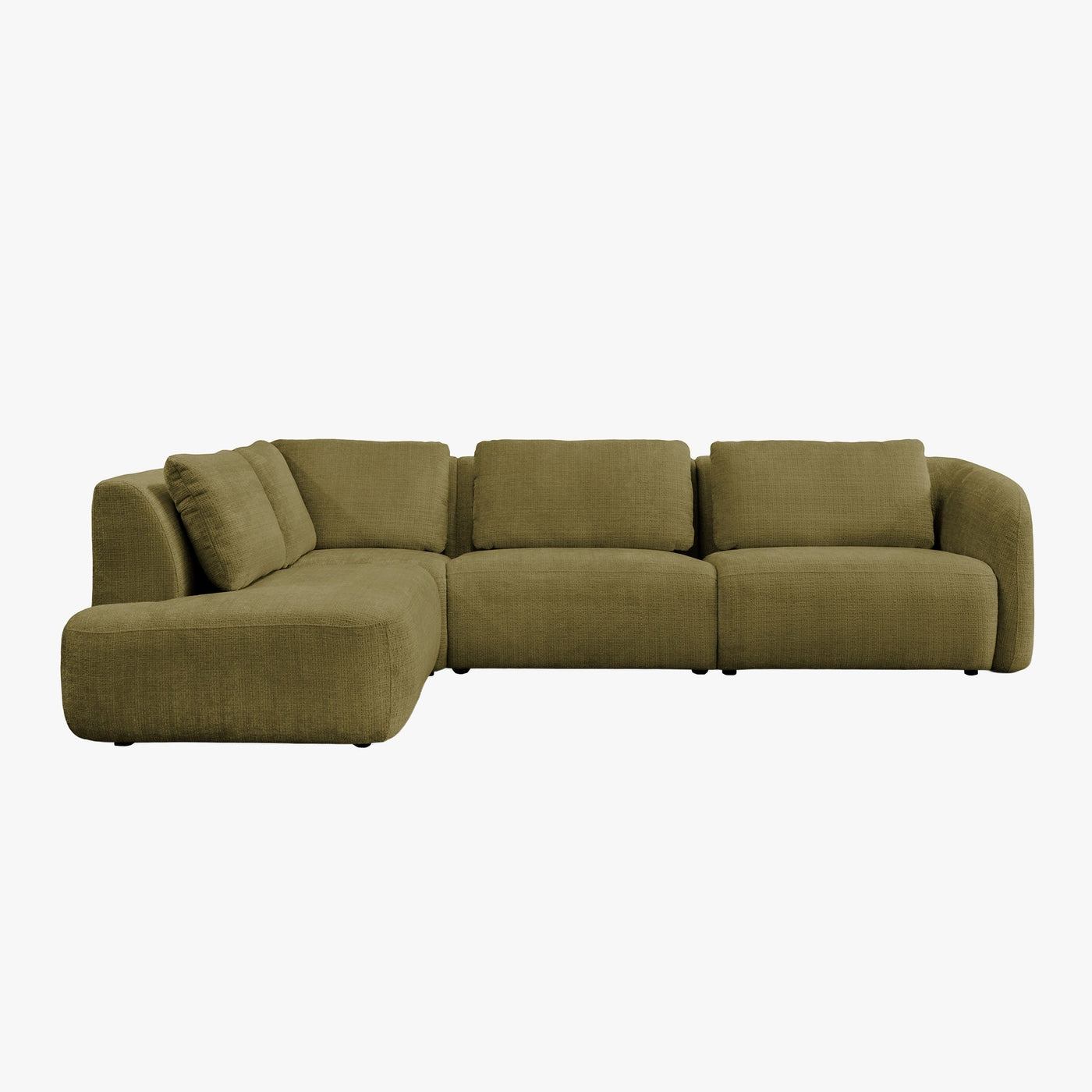 MERYA Canapé d'angle modulable en tissu vert olive - Angle gauche - Canapés d'angle - Mobilier Deco
