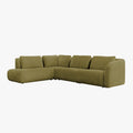 MERYA Canapé d'angle modulable en tissu vert olive - Angle gauche