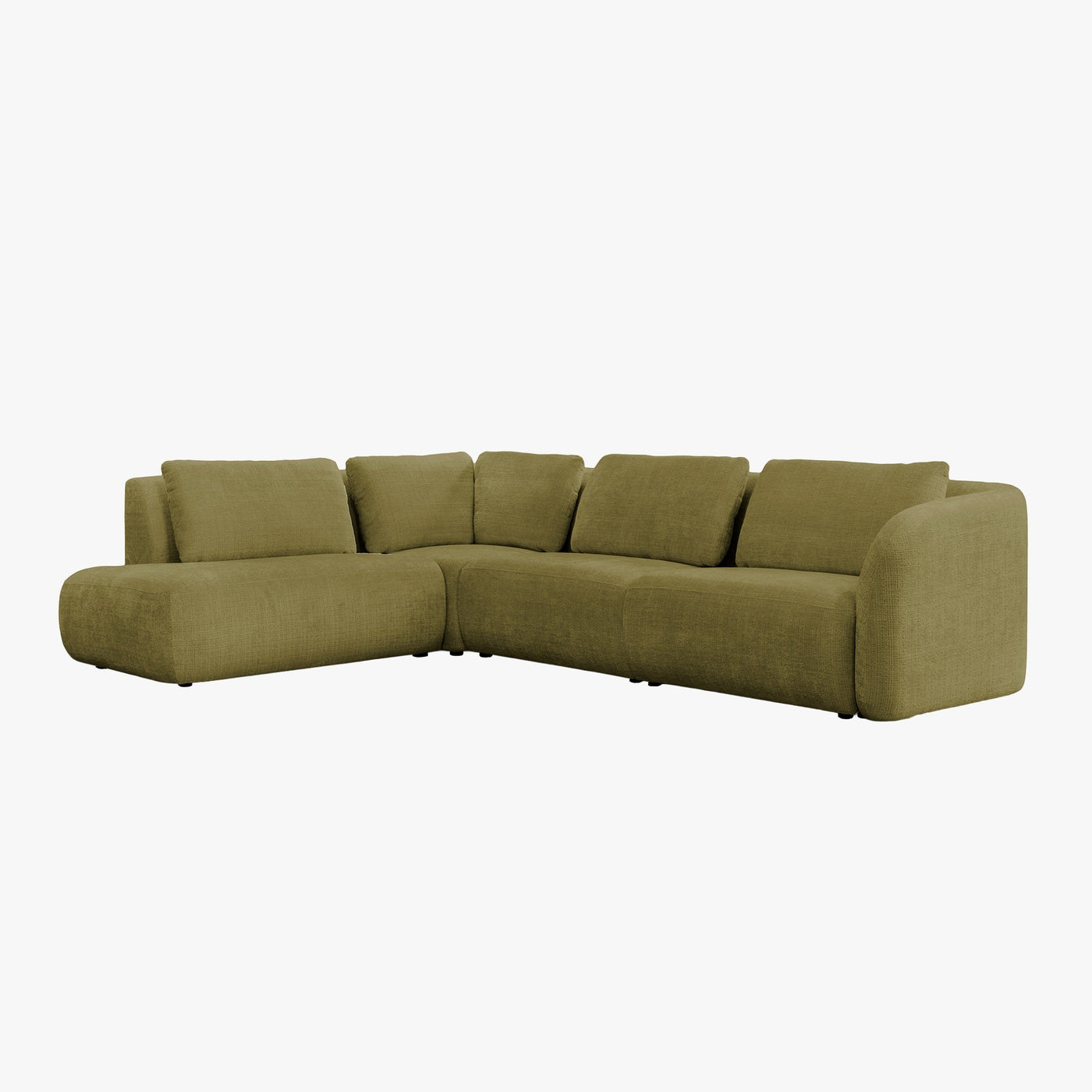 MERYA Canapé d'angle modulable en tissu vert olive - Angle gauche - Canapés d'angle - Mobilier Deco