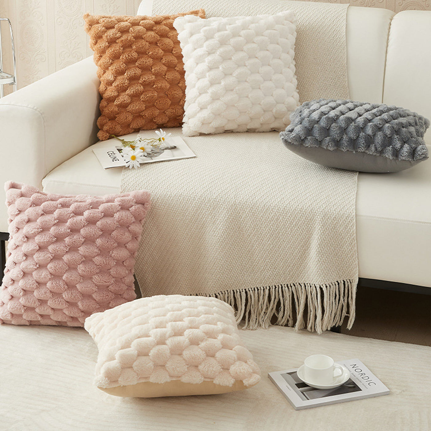 MEYS Coussin carré en tissu blanc 45x45 cm - Coussins - Mobilier Deco