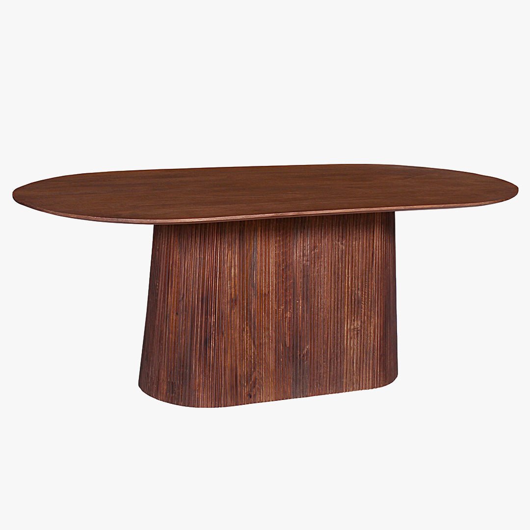 MIGUEL Table à manger ovale en bois de manguier brun clair 200 cm - Table à manger - Mobilier Deco