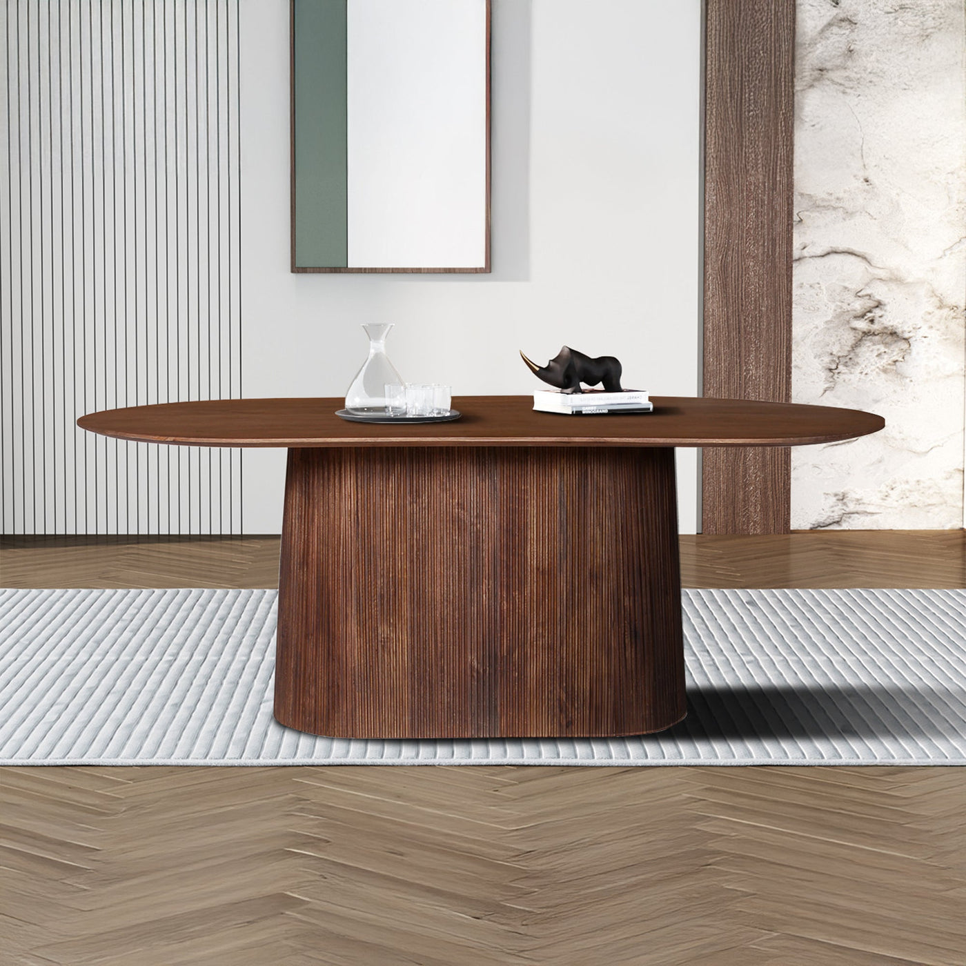 MIGUEL Table à manger ovale en bois de manguier brun clair 200 cm - Table à manger - Mobilier Deco