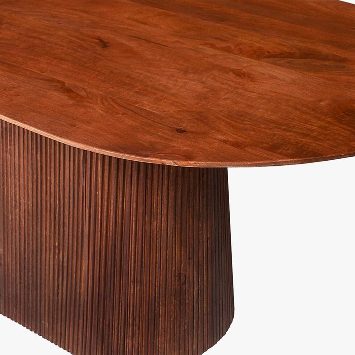 MIGUEL Table à manger ovale en bois de manguier brun clair 200 cm