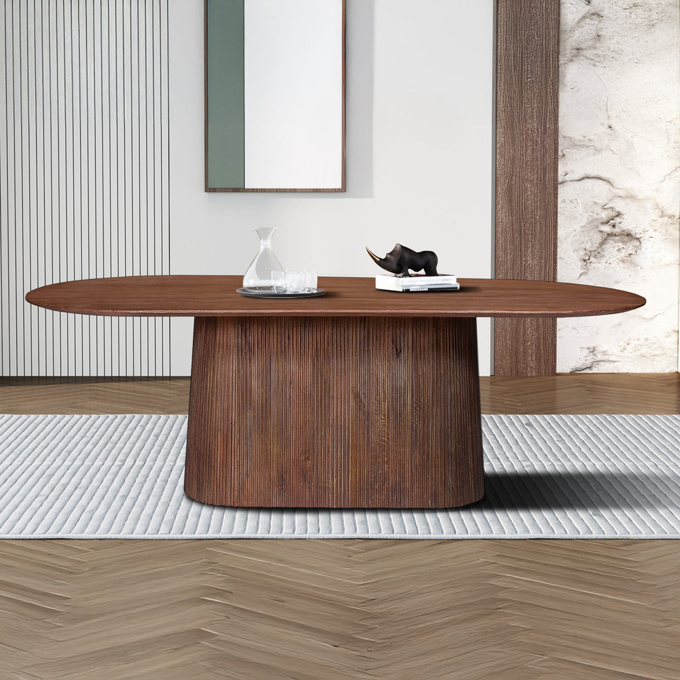 MIGUEL XL Table à manger ovale en bois de manguier brun clair 230 cm - Table à manger - Mobilier Deco