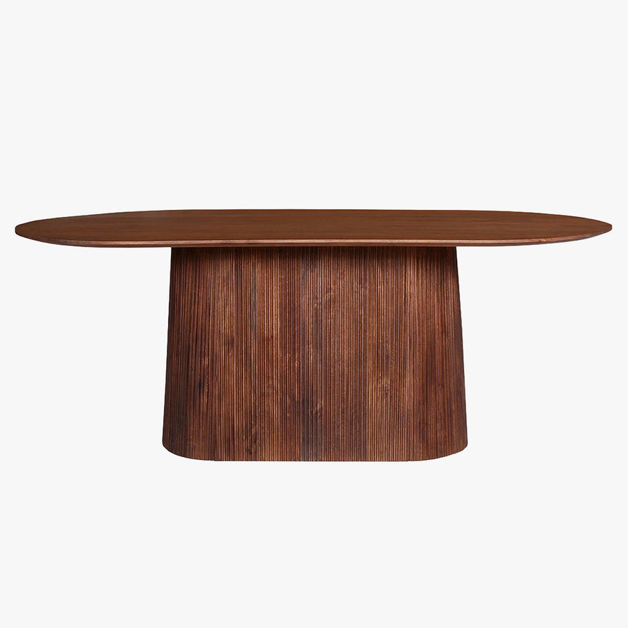 MIGUEL XL Table à manger ovale en bois de manguier brun clair 230 cm — aperçu vidéo