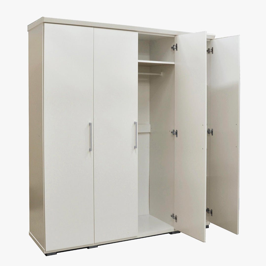 MIKE XXL Armoire 4 portes 7 étagères et penderie blanc - Armoire - Mobilier Deco