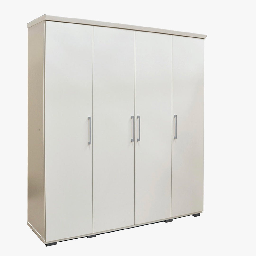MIKE XXL Armoire 4 portes 7 étagères et penderie blanc - Armoire - Mobilier Deco