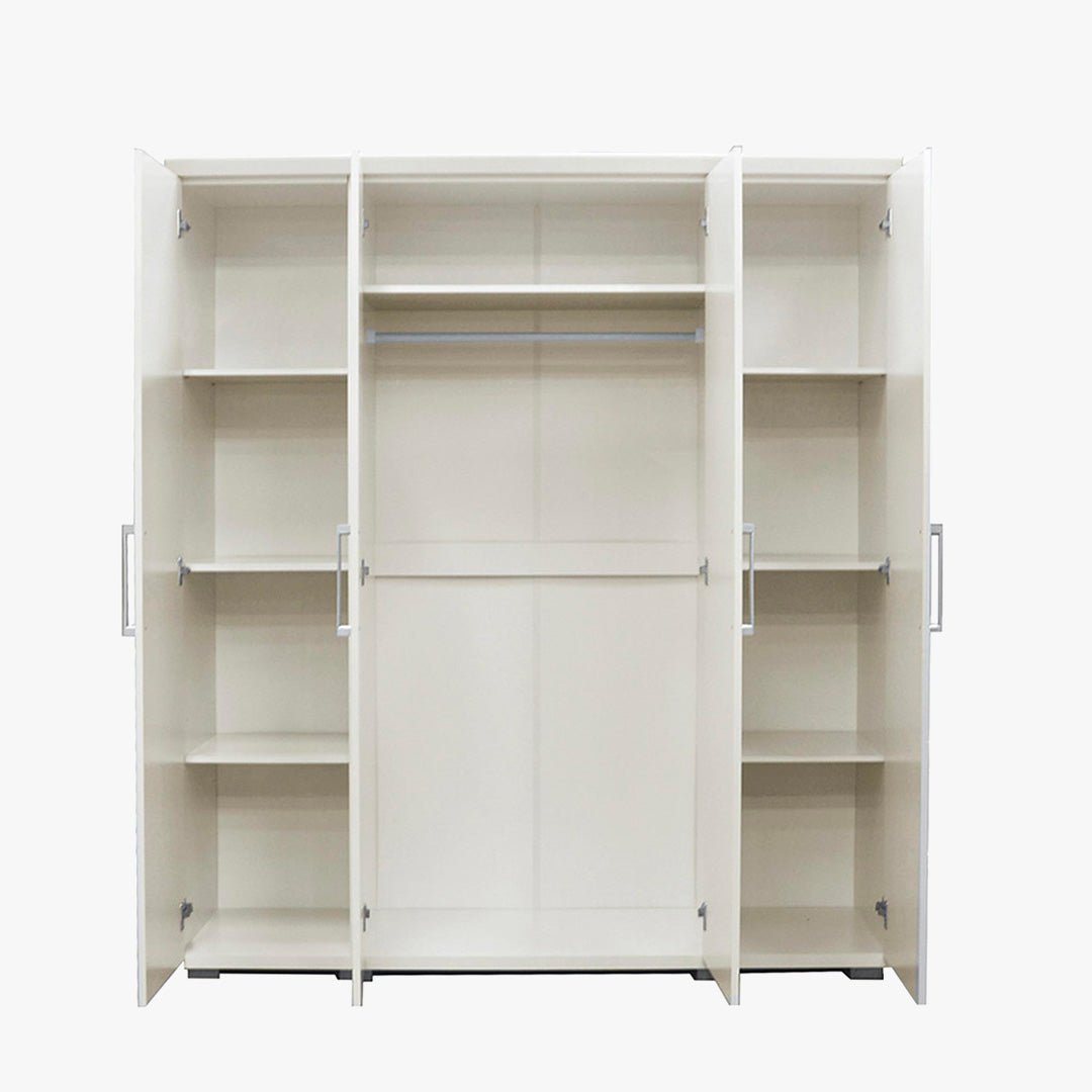 MIKE XXL Armoire 4 portes 7 étagères et penderie blanc - Armoire - Mobilier Deco
