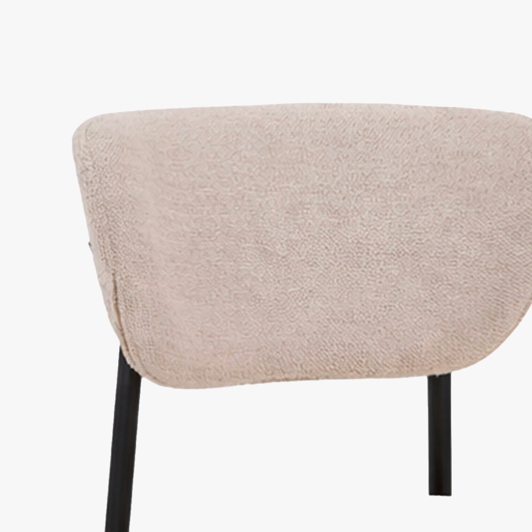 MILA NOIR Lot de 2 chaises en tissu beige piètement en métal noir - Chaise de repas - Mobilier Deco