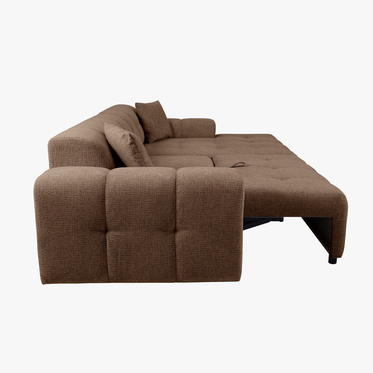 MILAN Canapé d'angle convertible en tissu taupe - Angle droit - Mobilier Deco