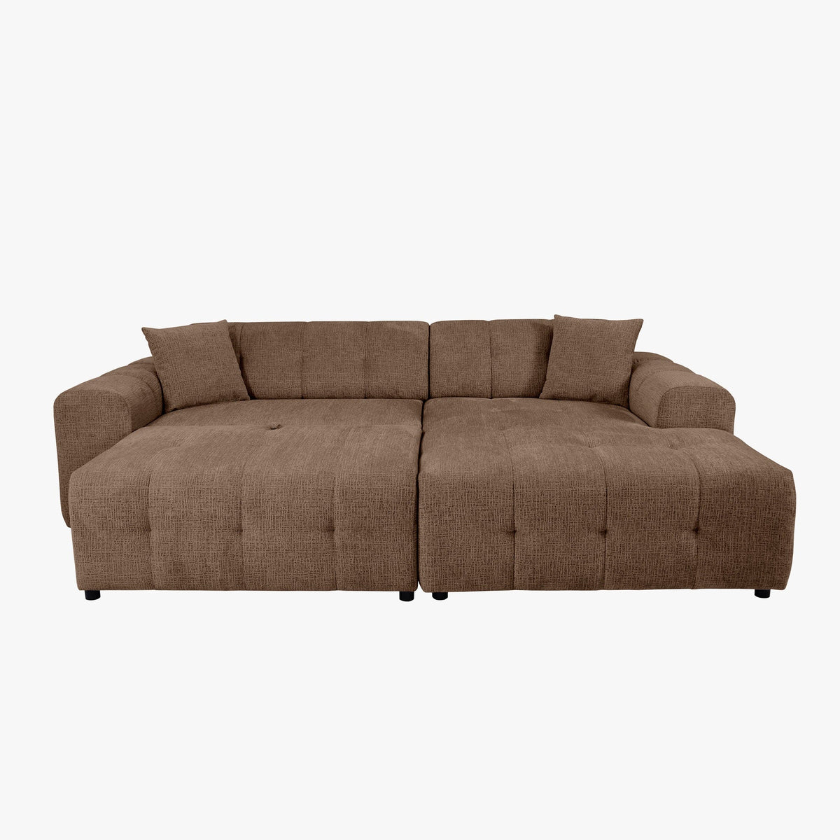 MILAN Canapé d'angle convertible en tissu taupe - Angle droit - Mobilier Deco