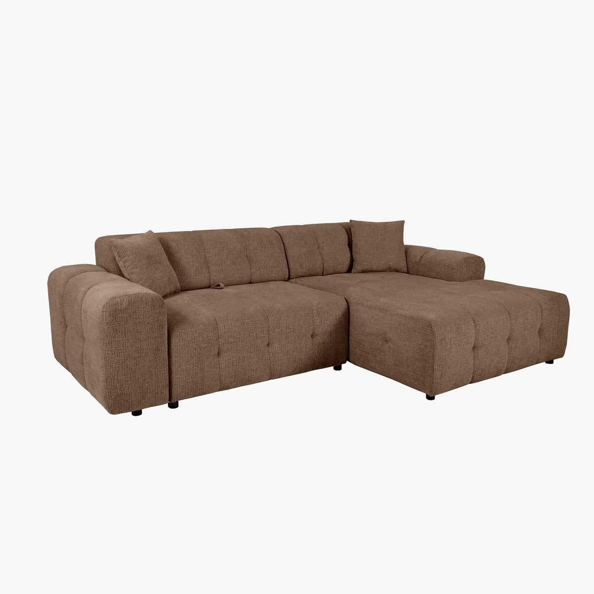 MILAN Canapé d'angle convertible en tissu taupe - Angle droit - Mobilier Deco