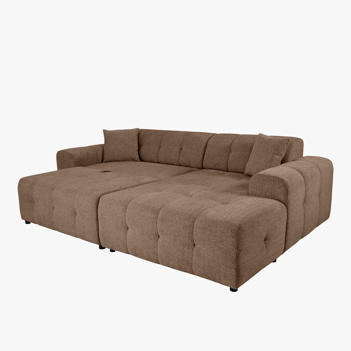 MILAN Canapé d'angle convertible en tissu taupe - Angle droit - Mobilier Deco