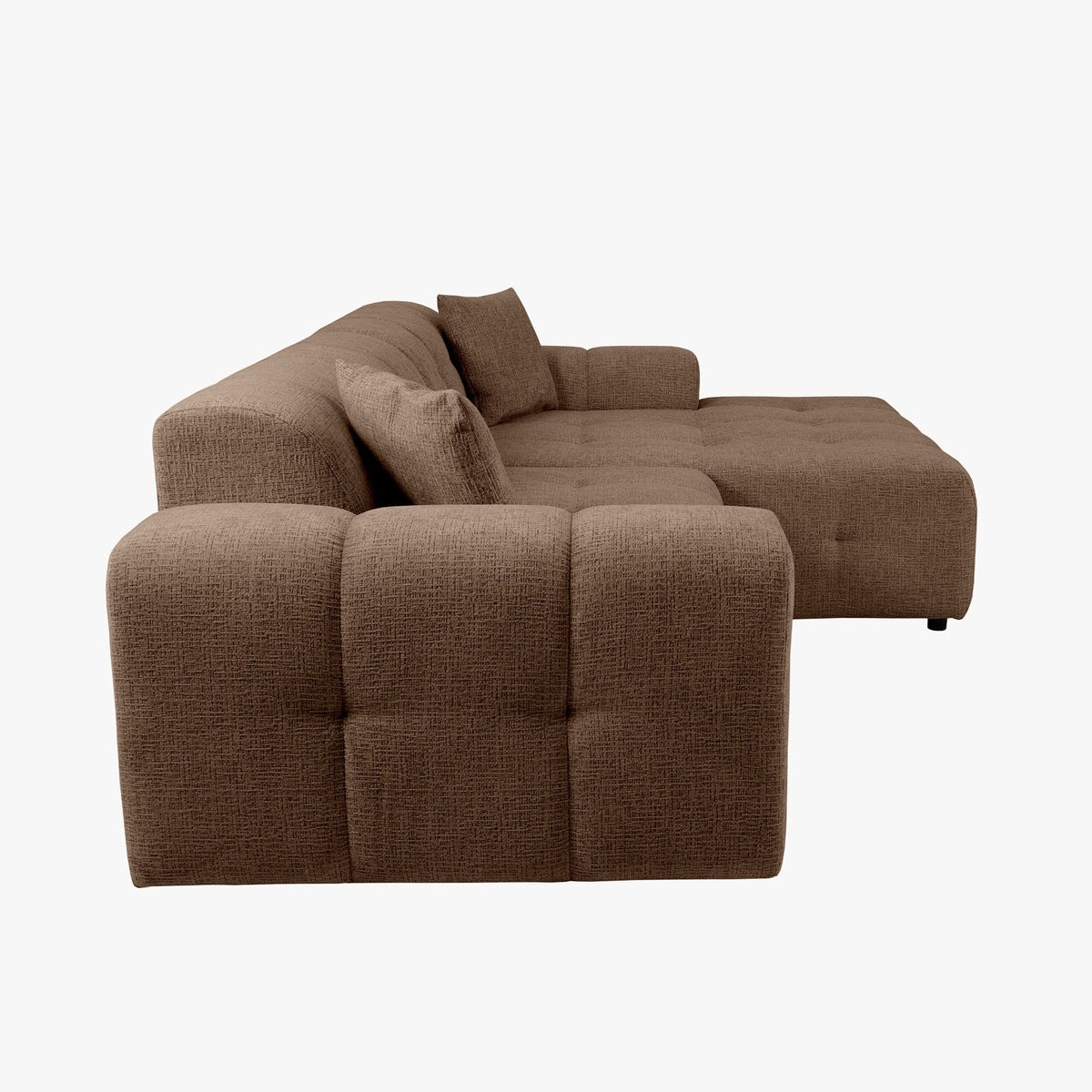 MILAN Canapé d'angle convertible en tissu taupe - Angle droit - Mobilier Deco