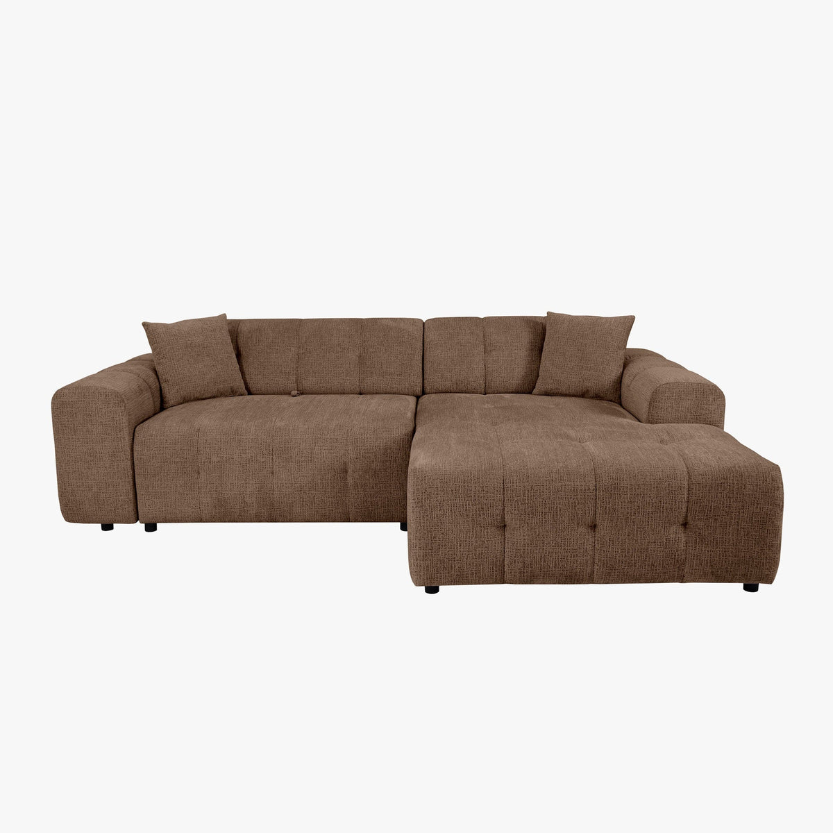 MILAN Canapé d'angle convertible en tissu taupe - Angle droit - Mobilier Deco