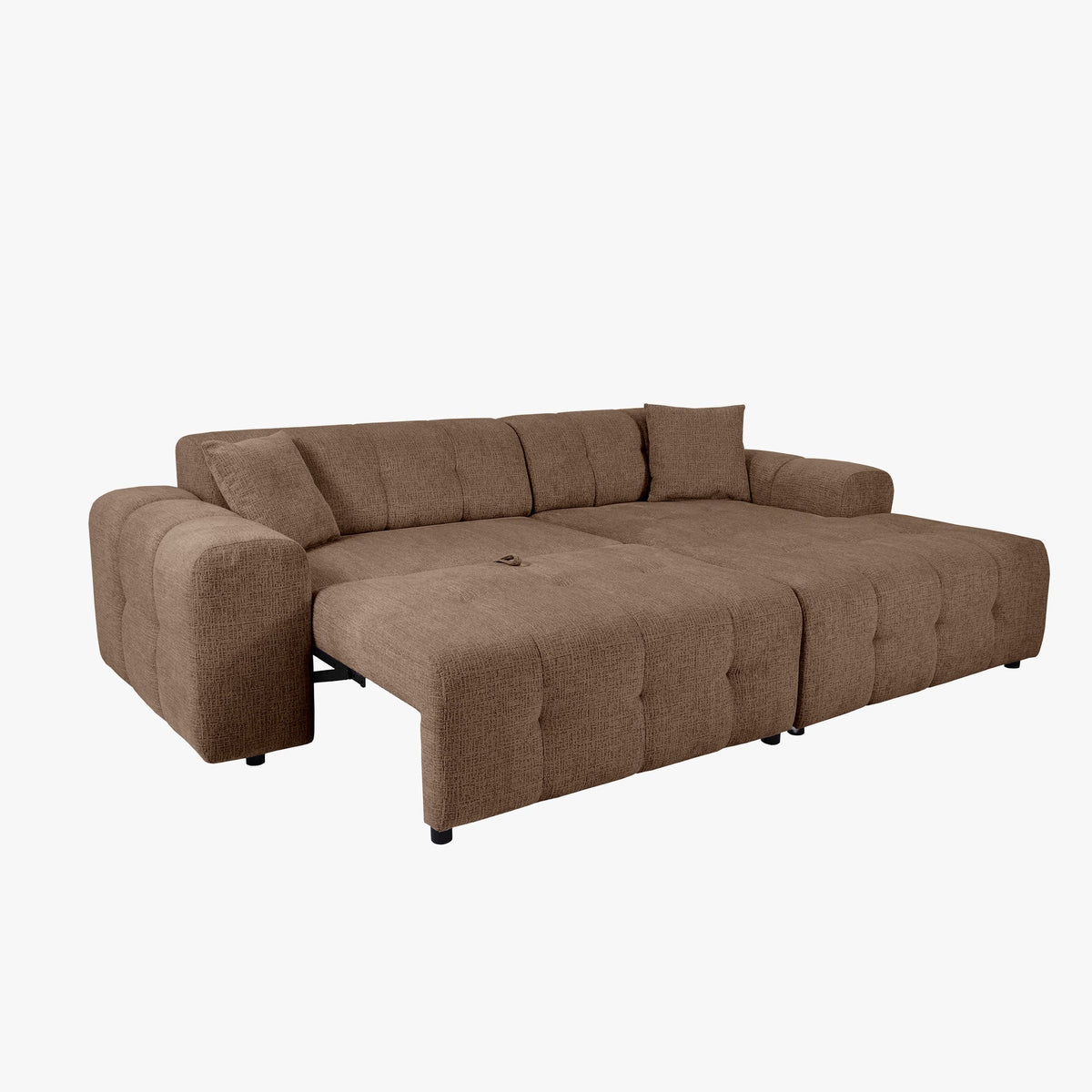 MILAN Canapé d'angle convertible en tissu taupe - Angle droit - Mobilier Deco