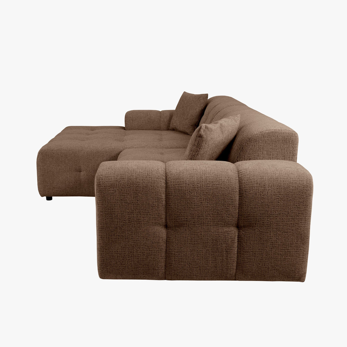 MILAN Canapé d'angle convertible en tissu taupe - Angle gauche - Mobilier Deco