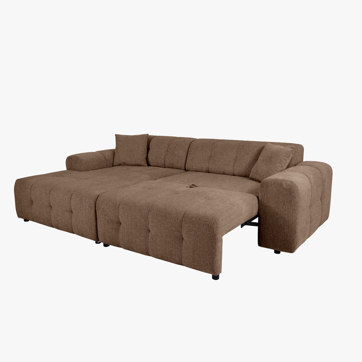 MILAN Canapé d'angle convertible en tissu taupe - Angle gauche - Mobilier Deco