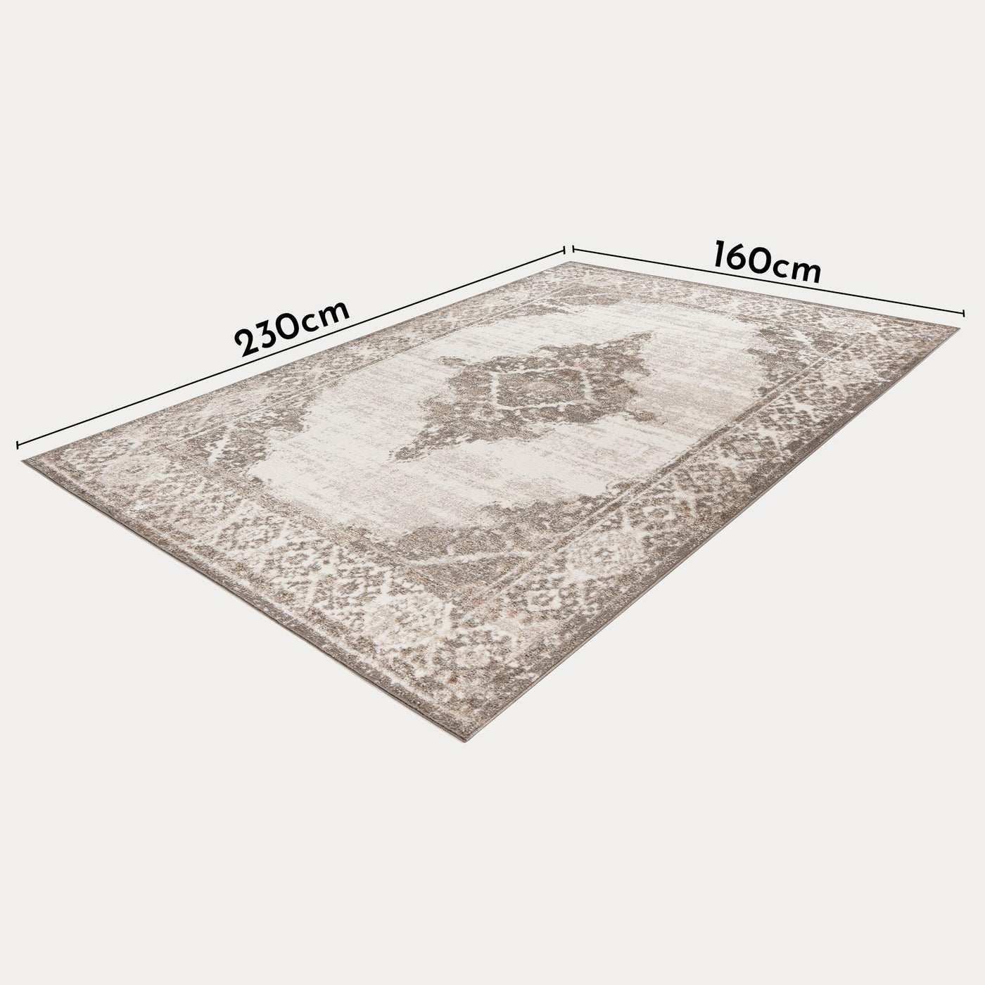 MILAS Tapis oriental en tissu beige - 160x230 cm - Tapis - Mobilier Deco
