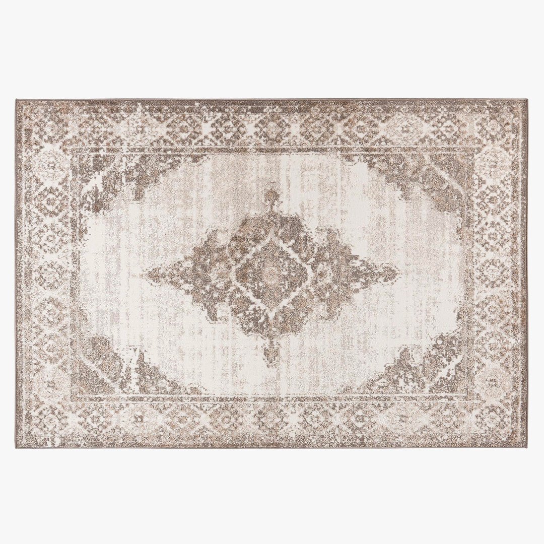 MILAS Tapis oriental en tissu beige - 160x230 cm - Tapis - Mobilier Deco