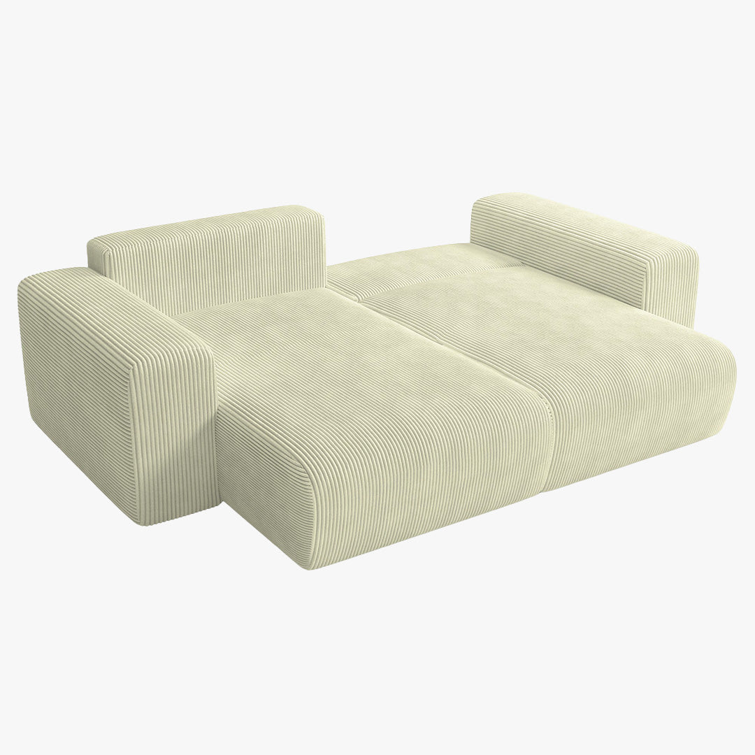 MILEA Canapé d'angle convertible et réversible en velours côtelé beige - Canapé d'angle convertible - Mobilier Deco