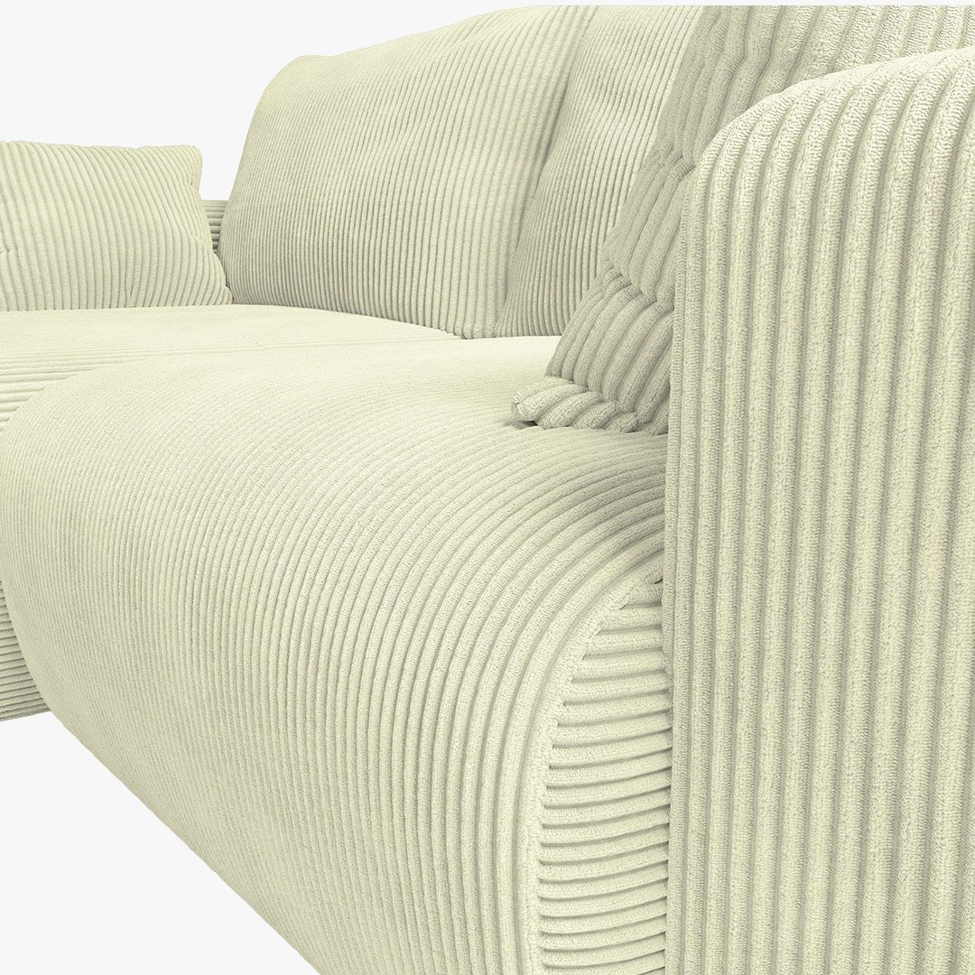 MILEA Canapé d'angle convertible et réversible en velours côtelé beige - Canapé d'angle convertible - Mobilier Deco