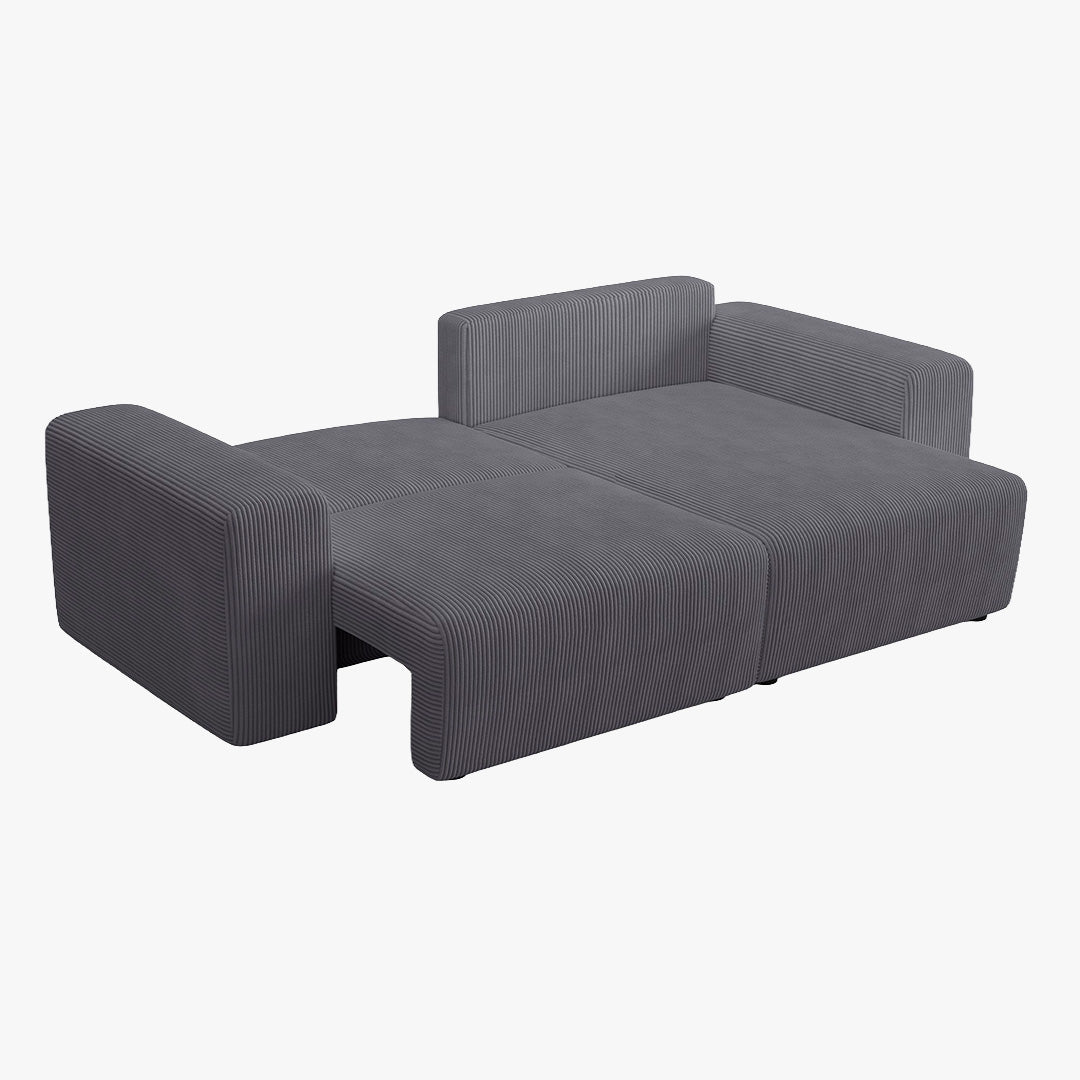 MILEA Canapé d'angle convertible et réversible en velours côtelé gris foncé - Canapé d'angle convertible - Mobilier Deco